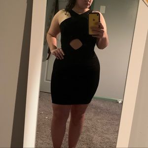 Black dress with mid cut out and open back